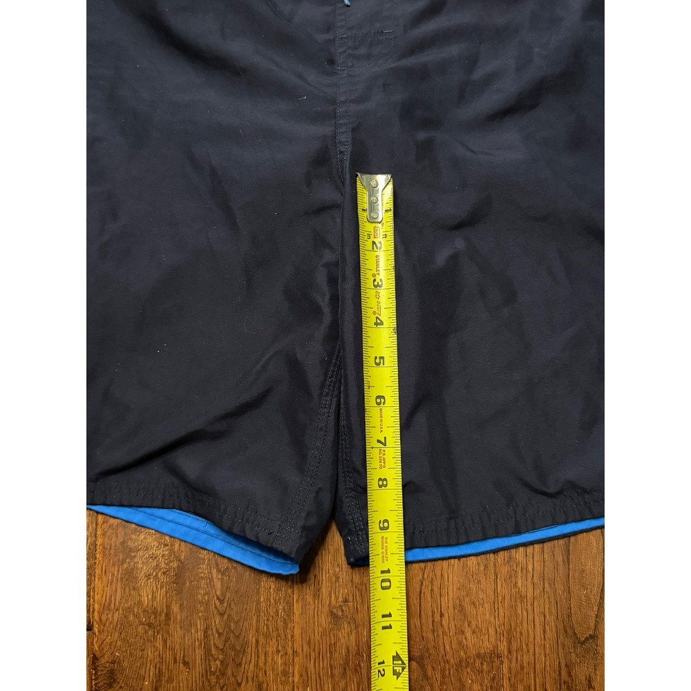 Nike Swim Trunks Mens XXL Navy Blue Neon Yellow Stripe Board Shorts Cargo Pocket - Picture 4 of 9